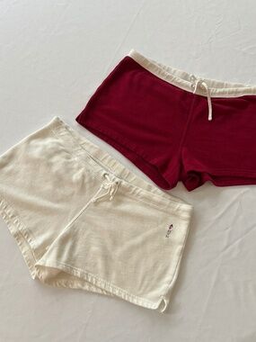 Abercrombie & Fitch Gym Terry Sweat Shorts White and Cherry Red Size L
